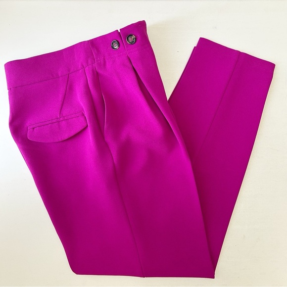 Topshop Trousers Betty Peg High Waisted Pants Magenta Pink Fuchsia Size 4 NWT - Picture 14 of 14